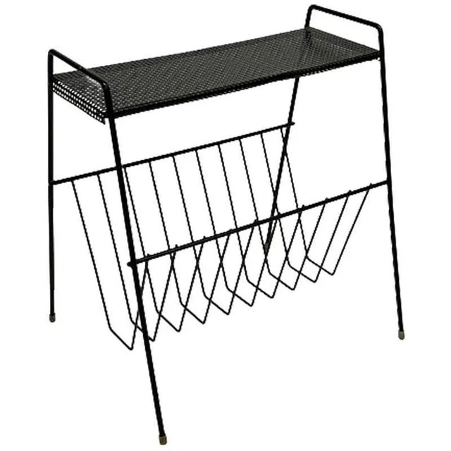 Metal Magazine Rack with Perforated Small Table Top from Pilastro For Sale - Image 5 of 5