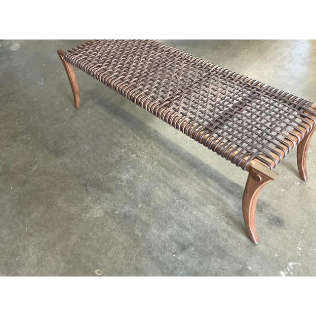 Brown Mid Century Solid Walnut Klismos Ottoman For Sale - Image 8 of 11