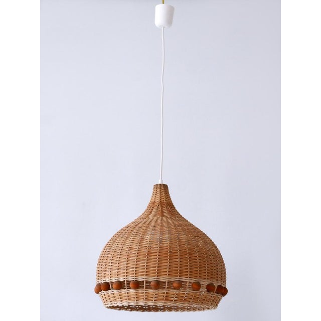 Mid-Century Modern Rattan Tulip Pendant Lamp, Germany, 1960s For Sale - Image 11 of 18