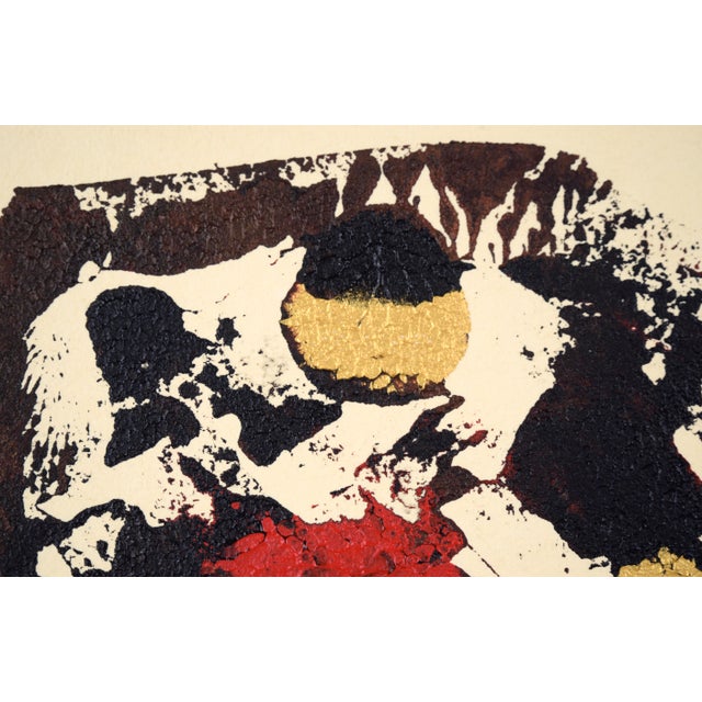 1980s Three Spots of Gold - Abstract Composition in Acrylic on Handmade Paper by Ricardo De Silva For Sale - Image 5 of 9