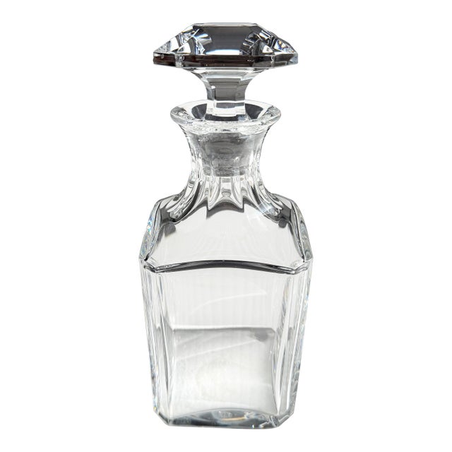 Vintage Baccarat Crystal Perfection Square Whiskey Decanter & Stopper For Sale
