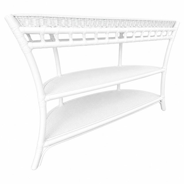 Vintage 3-Tier Rattan Demi-Lune Console Table For Sale In West Palm - Image 6 of 8