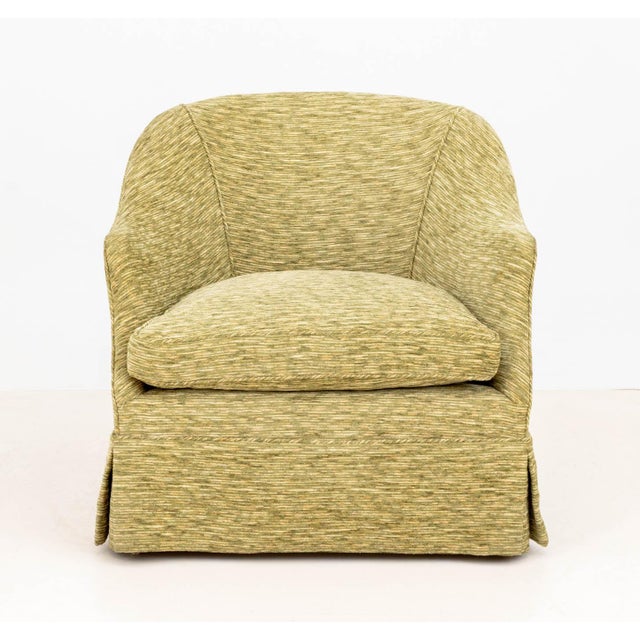 Late 20th Century Modern Green Upholstered Tub Chair & Ottoman For Sale - Image 5 of 9