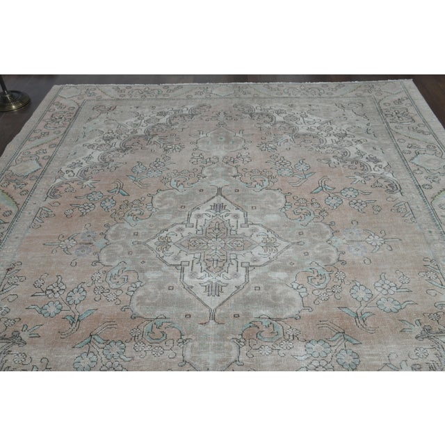 Persian 1970s Vintage Persian Handmade Wool Cotton Orange Area Rug For Sale - Image 3 of 11