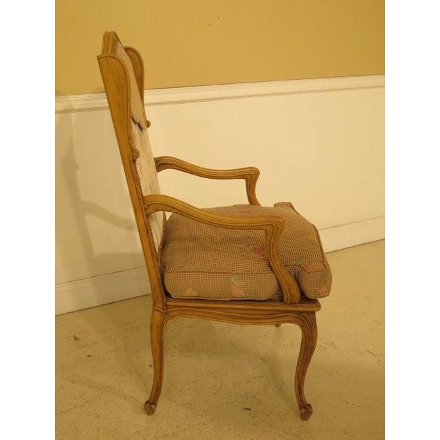 Vintage Mid Century French Style Paint Decorated Arm Chairs- A Pair For Sale - Image 4 of 13