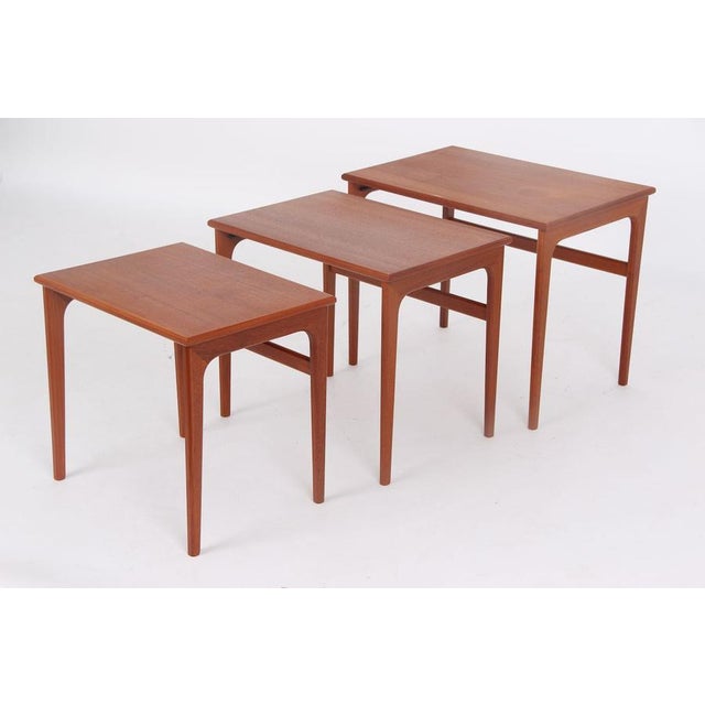 Danish Nesting Tables in Teak Wood, 1960s, Set of 3 For Sale - Image 6 of 11