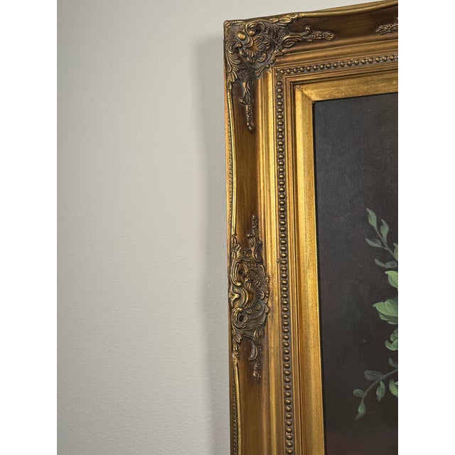 1920s Vintage Floral Oil Painting on Canvas in Ornate Gilt Frame | European Style | For Sale - Image 5 of 6