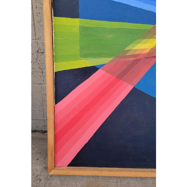 Geometric Abstract Painting on Canvas With Prism and Optical Effects For Sale In San Francisco - Image 6 of 9