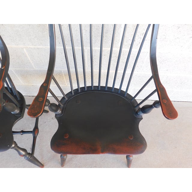 Traditional Great Windsor Chair Co Continuous Arm Bow Back Windsor Chairs - Set of 4 For Sale - Image 3 of 16