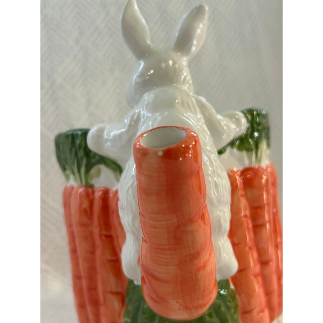 Vintage Majolica Style Ceramic Bunny Rabbit and Carrots Pitcher For Sale - Image 9 of 12