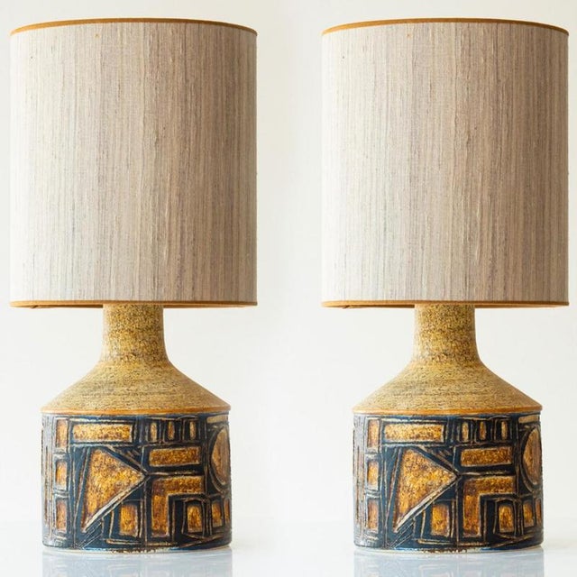 Beige Grey and Brown Ceramic Table Lamp from Søholm, Denmark, 1960s For Sale - Image 8 of 8