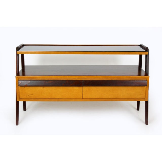 Mid-Century Modern Czech Mahogany Nightstands and Low Cabinet from Jitona, 1960s, Set of 3 For Sale - Image 9 of 18