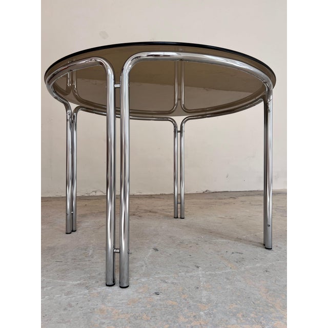 Dining Table in Chrome & Tinted Glass, 1970s For Sale - Image 11 of 11