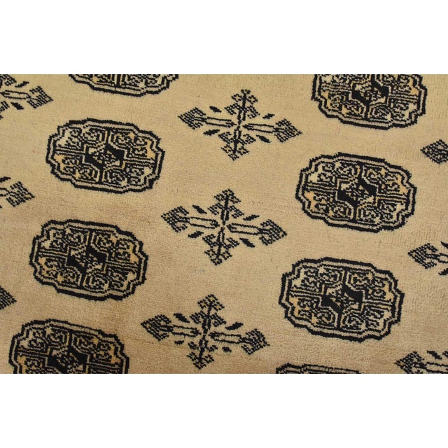 Bokhara Rug 5’2” X 7’8” Beige Wool Tribal Hand-Knotted Oriental Carpet For Sale - Image 4 of 12