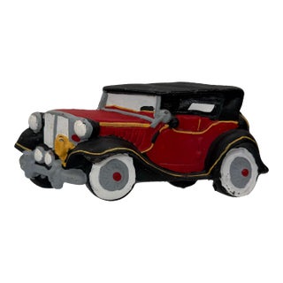 Vintage Big Arrow Company Antique Cast Iron Red Car Doorstop For Sale