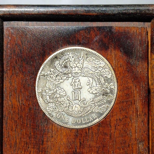 1970s 1970s Rosewood Decorative Box Inlaid With Silver Dollar Coins For Sale - Image 5 of 9