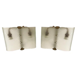 Glass Sconces, 1940s, Set of 2 For Sale