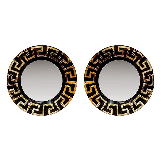 Decorative Round Mirrors, Set of 2 For Sale
