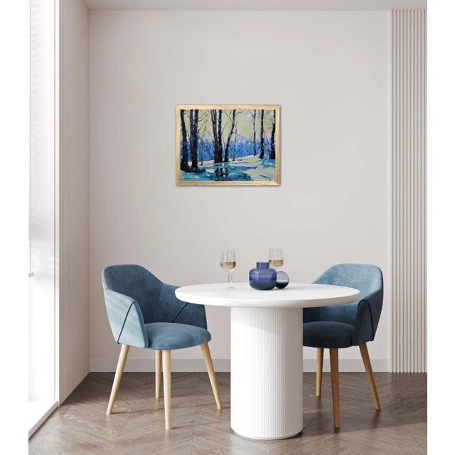 Textile Contemporary Impressionist Landscape Trees Painting For Sale - Image 7 of 12