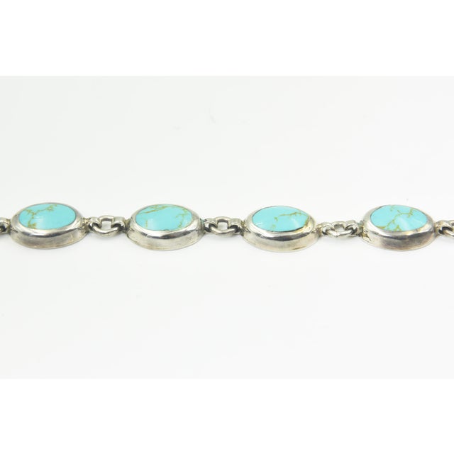 Late 20th Century Mexican Turquoise Sterling Silver Link Bracelet For Sale - Image 9 of 14