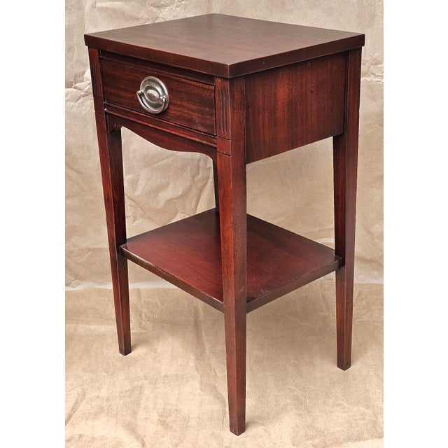Traditional Pair Mid Century Federal Style Mahogany Single Drawer Side Tables, Refinished For Sale - Image 3 of 10
