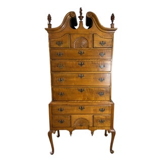 Early 20th Century Curly Maple Highboy For Sale