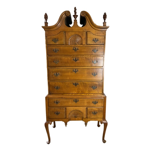 Early 20th Century Curly Maple Highboy For Sale