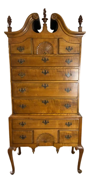 Early 20th Century Curly Maple Highboy