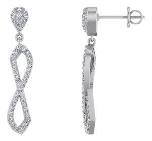 10K White Gold Round Diamond Twisted Dangling Earrings 7/8 Cttw, A Pair