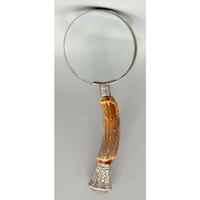 English Antique English Silver & Stag Horn Magnifying Glass For Sale - Image 3 of 11