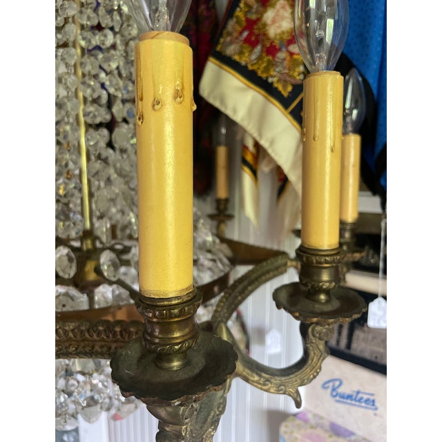 Vintage French Empire Styled Crystal Chandelier For Sale - Image 12 of 13
