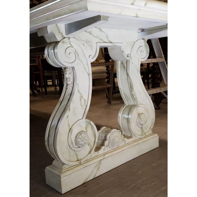 Mid-20th Century Grecian Faux Carrara Marble Table. This magnificent table is beautifully carved from white pine. The...