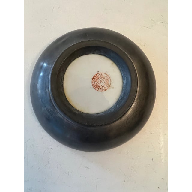 Mid 20th Century Mid Century Asian Porcelain Bowl Wrapped in Pewter For Sale - Image 5 of 9
