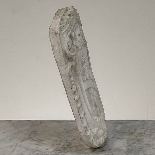17th Century French Carrara Marble Heraldic Lion Crest With Cherub For Sale - Image 15 of 16