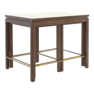 Edward Wormley for Dunbar Mid Century Brass and Mahogany Nesting Table Set