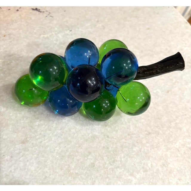 Mid Century Modern Lucite Grape Cluster. Green blue turquoise.
