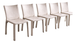 Vintage CAB 412 Chairs in White Saddle Leather by Mario Bellini for Cassina, Italy, 1990s, Set of 6
