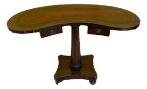 Antique Kidney Shaped Occasional Table With Leather Inset by Maslow Freen of New York