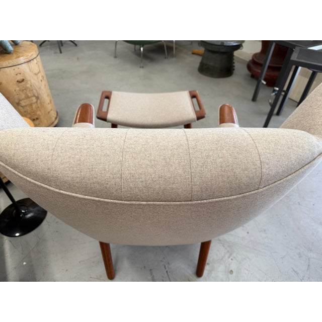 1960’s Hans Wegner Papa Bear Chair and Ottoman by AP Stolen Reupholstered For Sale - Image 4 of 18