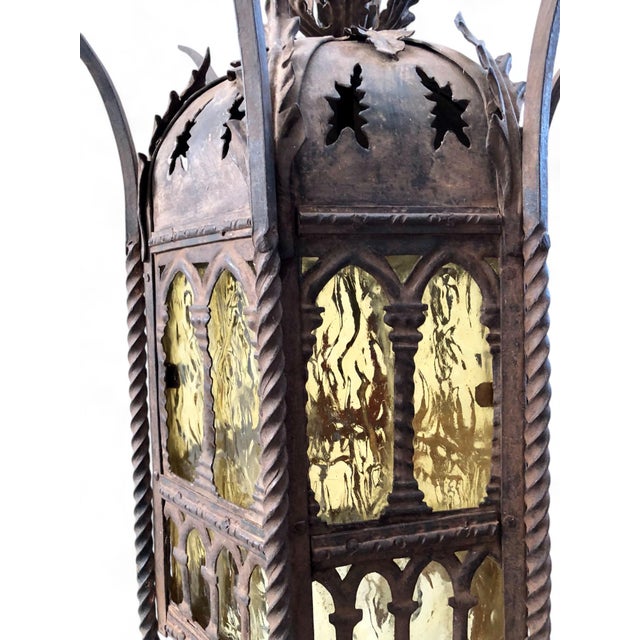 Early 20th Century Wrought Iron Gothic Spanish Revival Pendant Light For Sale - Image 4 of 7