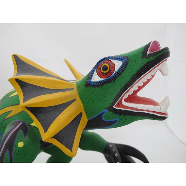 Oaxacan Alebrije Lizard Wood Carving Mexico Folk Art Figure Sculpture For Sale - Image 11 of 17
