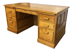 Noriega Furniture Smith Oak Executive Desk, Vintage