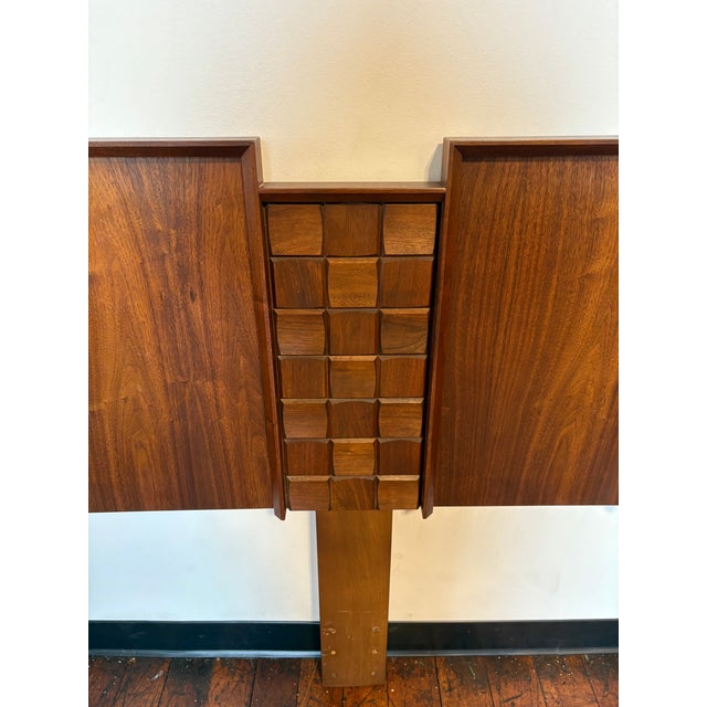 Mid-Century Modern Midcentury Brutalist Tobago of Canada King Size Walnut Headboard For Sale - Image 3 of 4