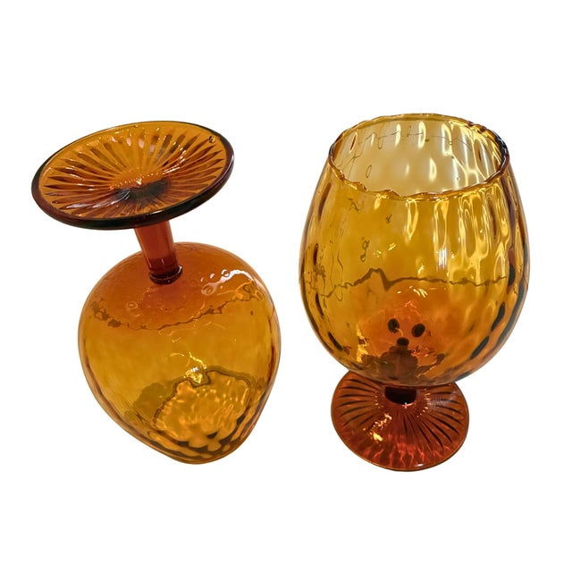 1960s Mid Century Empoli Optic Glass Brandy Snifter Vases, S/3 For Sale - Image 5 of 8