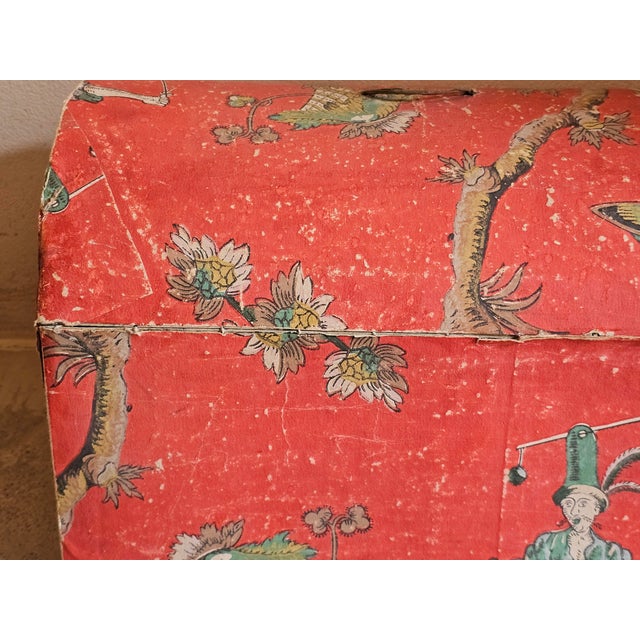 Large 19th Century French Chinoiserie Wallpaper Covered Trousseau Box, 1820 For Sale - Image 6 of 18