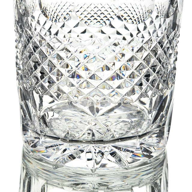 Glass Cut Crystal Decanter With Criss Cross and Thumbprint Pattern – Mallet Stopper Vintage Barware For Sale - Image 7 of 9