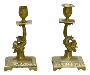 Bronze Candleholders, Set of 2