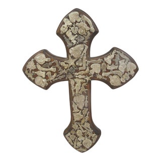 Milagros Sacred Amulet Charms Large Mexican Folk Art Wooden Wall Cross For Sale