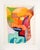 Brightly colored portrait by Michael William Eggleston (American, 20th Century). A cubist-style portrait depicts an...