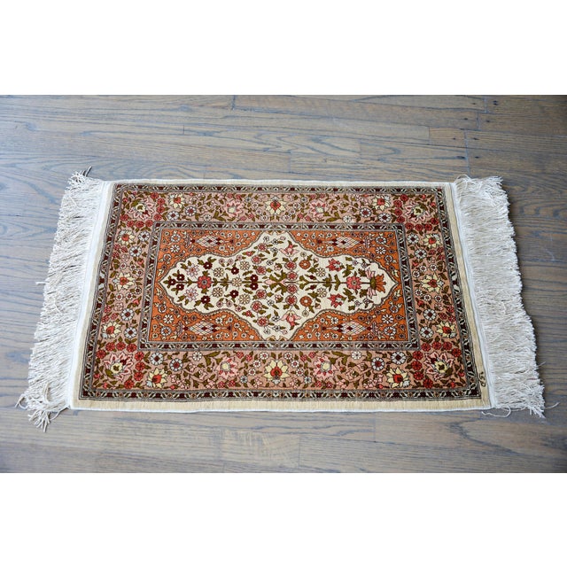 Vintage Silk Turkish Hereke Rug For Sale - Image 11 of 11